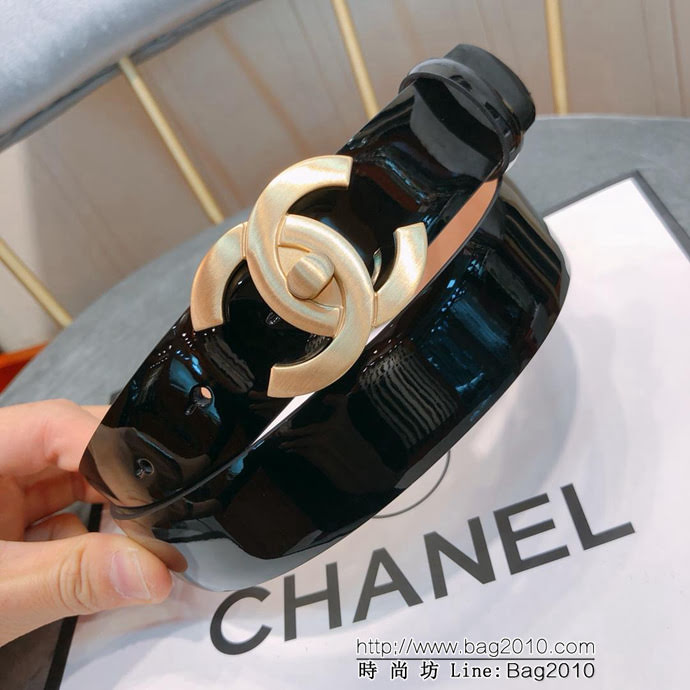 CHANEL香奈兒 18新款 31mm精品 cc經典銅扣 進口皮漆皮面料 時尚百搭款皮帶 網紅熱銷款  xfp1157